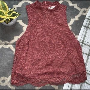 Buckle Mauve Lace Halter Crop Top